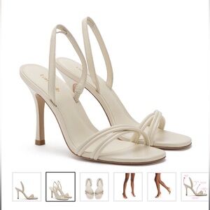 Larroude Annie Sandal in Ivory Leather